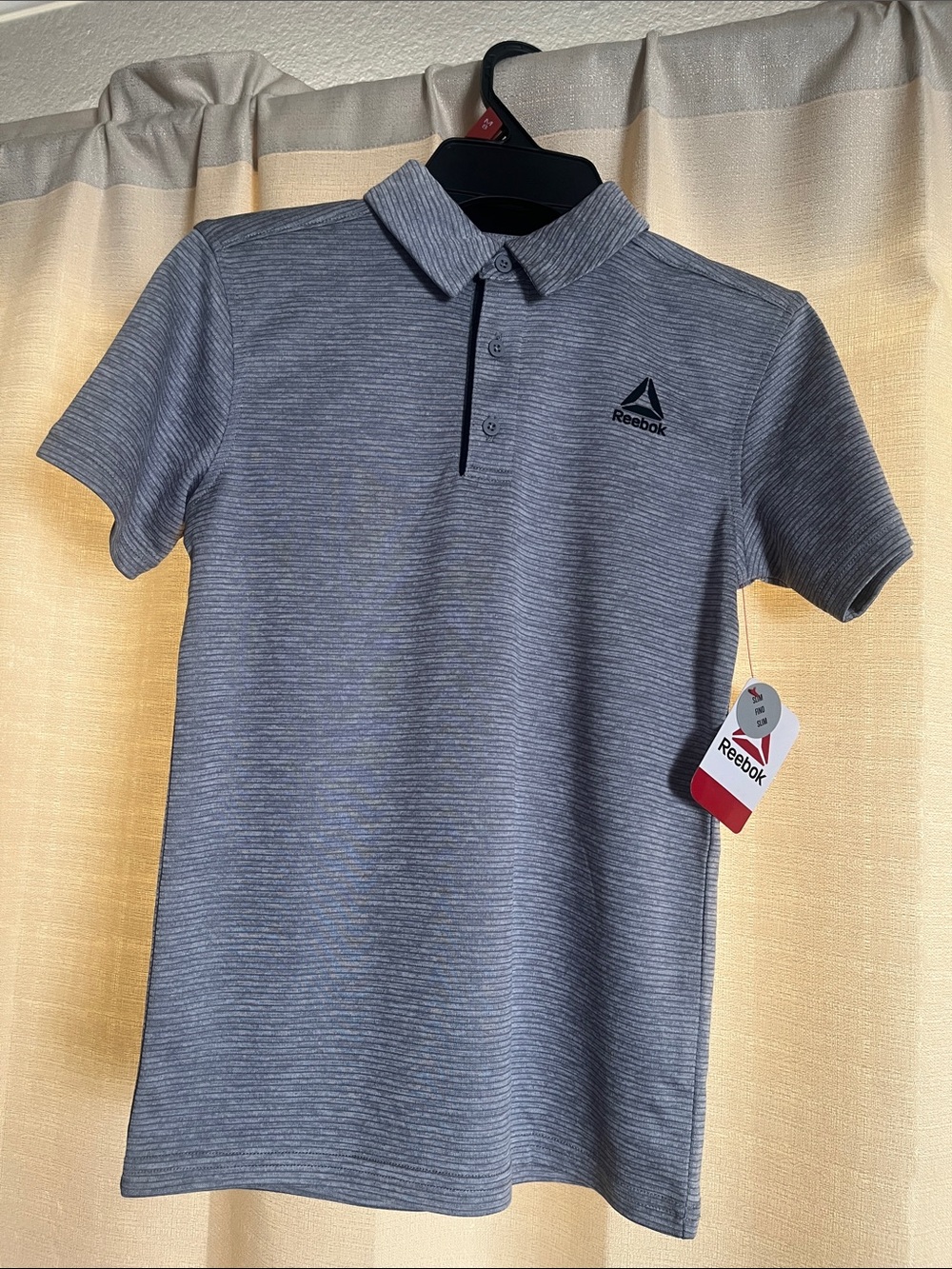 Boys Reebok Light Gray Striped Polo